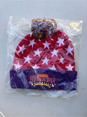 Harlem Wizards Star Pom Beanie - Red, White & Purple